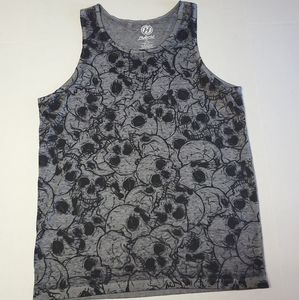 Hybrid Tees Men's LARGE Gray Skulls Tank Top